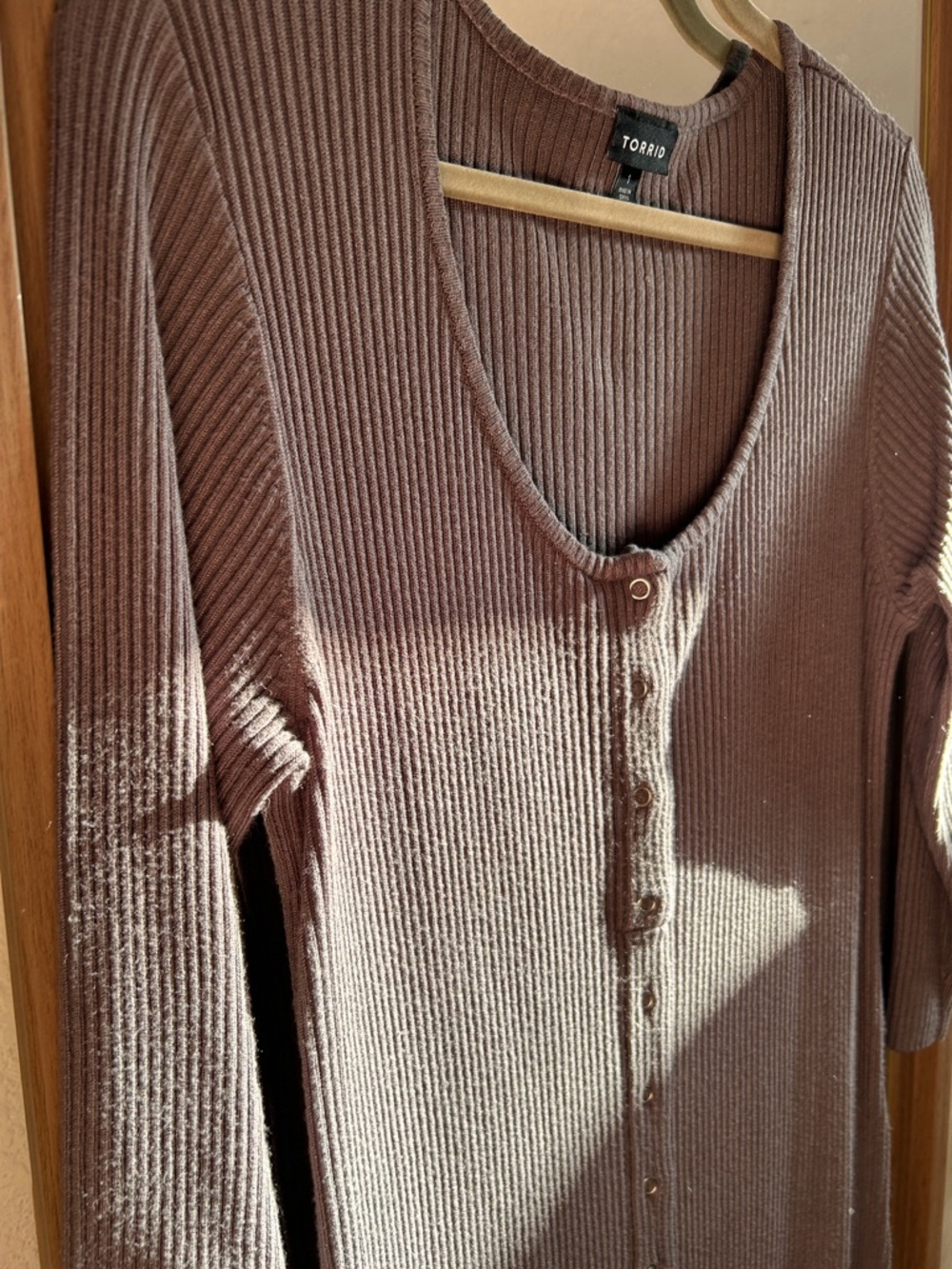 TORRID Ribbed Button-Front knit Dress - Picture 3 of 4